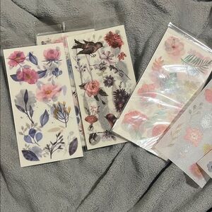 Floral and Bird Themed Sticker Set